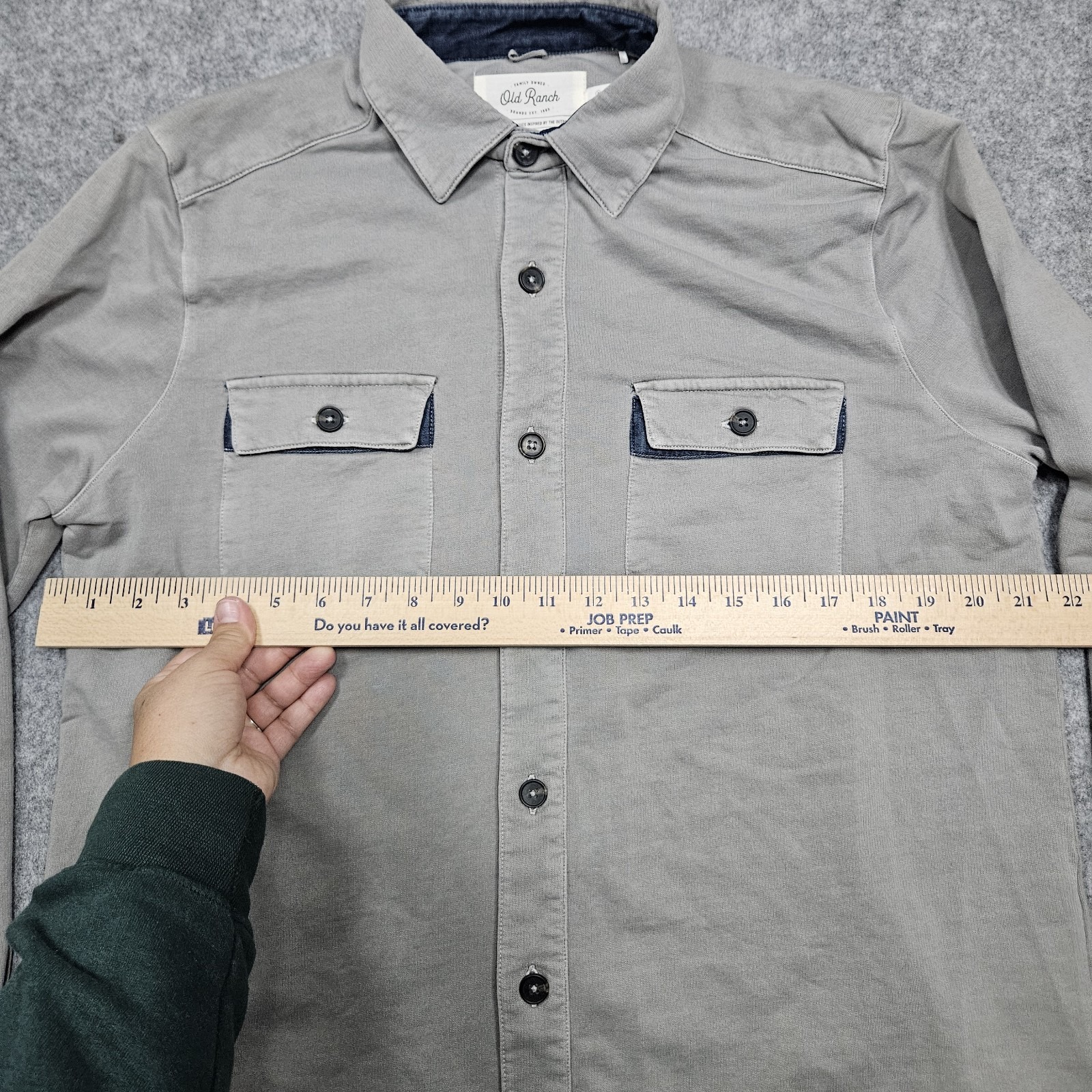 Old Ranch Mens Medium Gray Organic Cotton Long Sleeve Button Down Shirt — image 7 of 8
